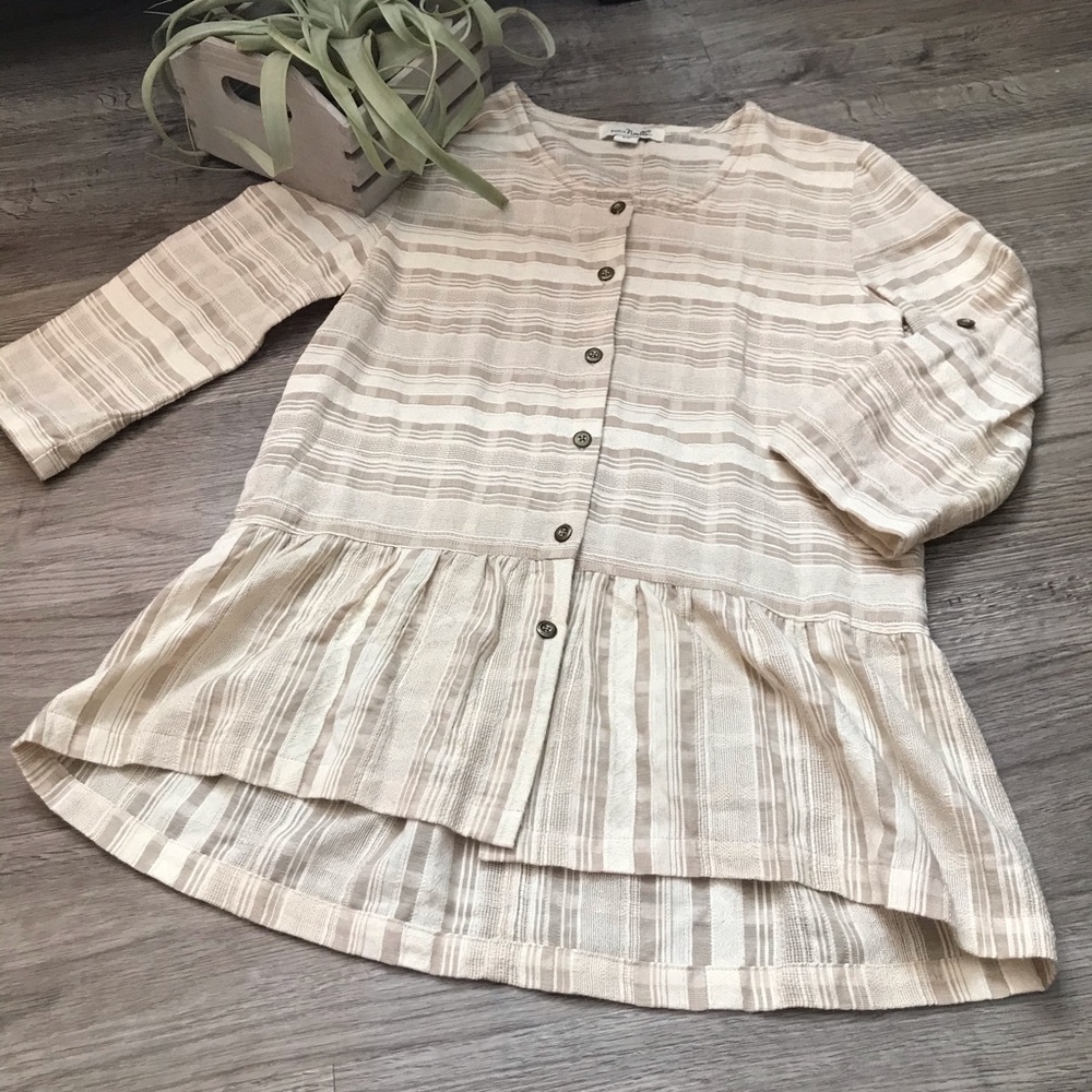 Simply Noelle, Button-Down Peplum Shirt